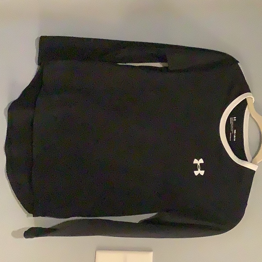 Girls Under Armour athletic black top with cut-outs on back, YMD